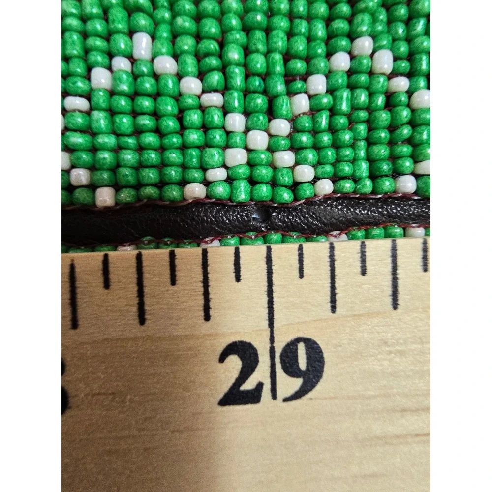 Rag Beaded Belt Green Pink‎ Red Geometric Pattern Statement Buckle New XS-S